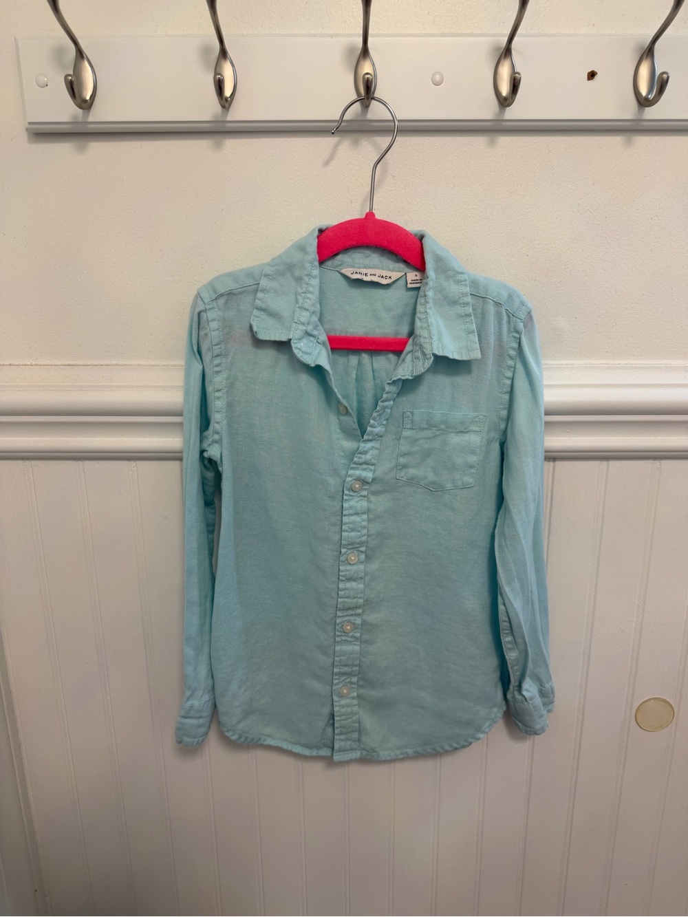 Janie and Jack Mint Blue Button-Down Long Sleeve Shirt